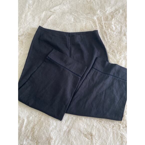 First Option Linen Coastal Cut Out‎ Side Zip Black Pants Sz 14 - Picture 1 of 9